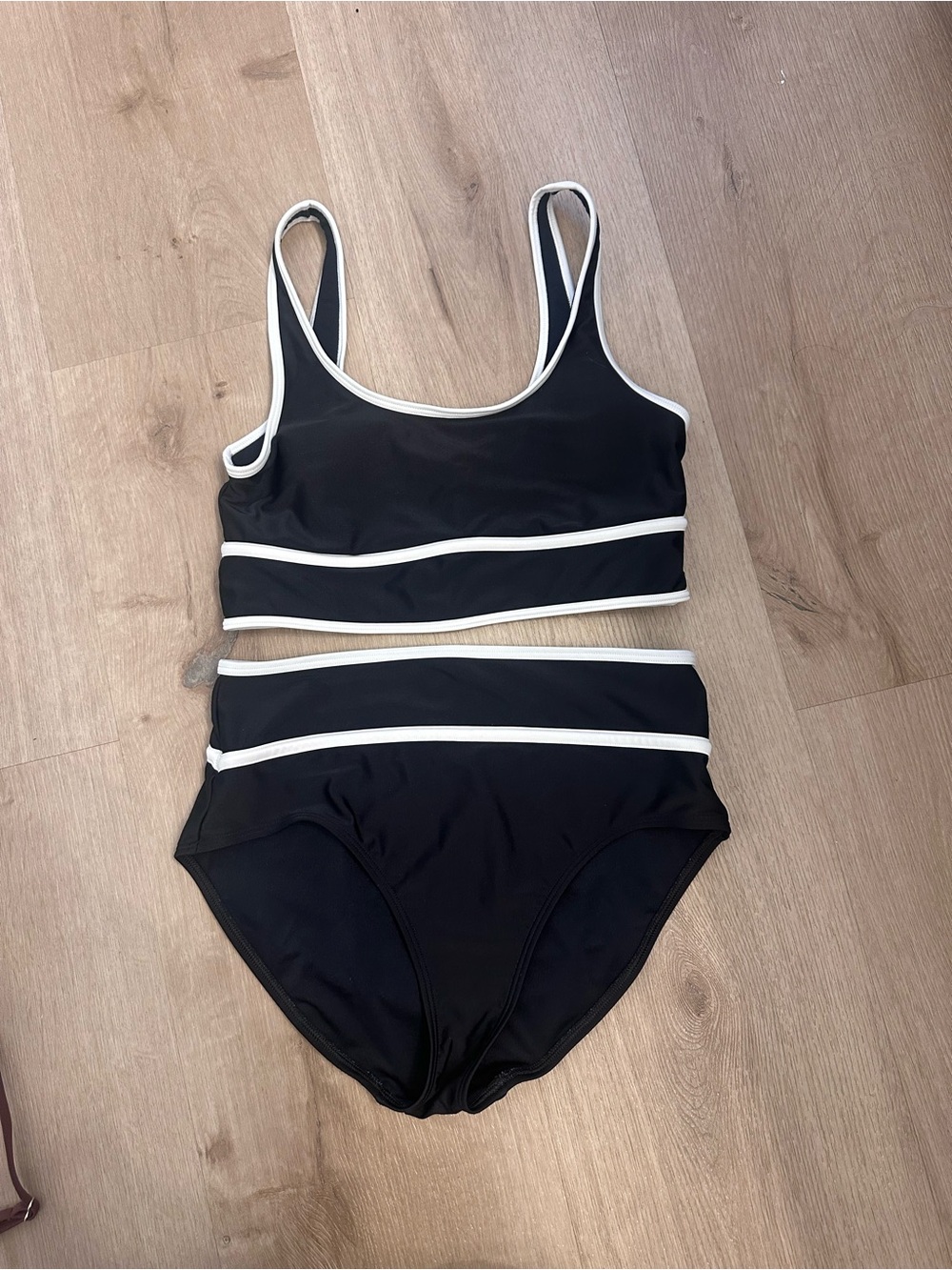 Old Navy Black Bikini Set with White Trim